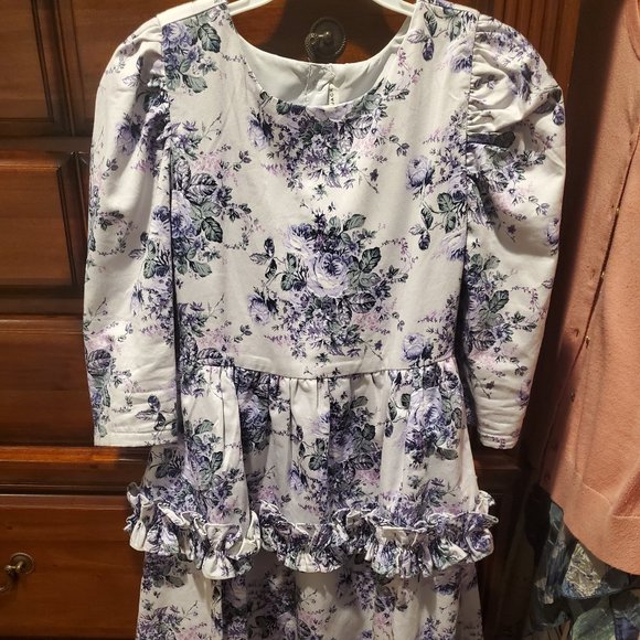 Janie and Jack Other - Beautiful Janie And Jack Girl's Purple White Floral Puffed Sleeves Dress